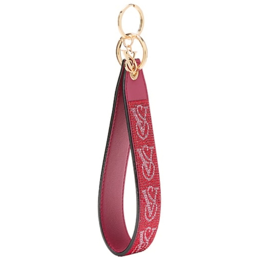 Victoria’s Secret Red Rhinestones Wristlet Strap Keychain Limited edition